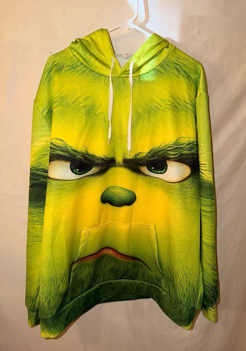 Unbranded The Grinch Big Face Hoodie Size 2XL Green 3D Pullover Christmas Sweate